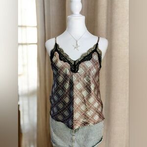 Victoria's Secret Plaid Cami with Black Lace